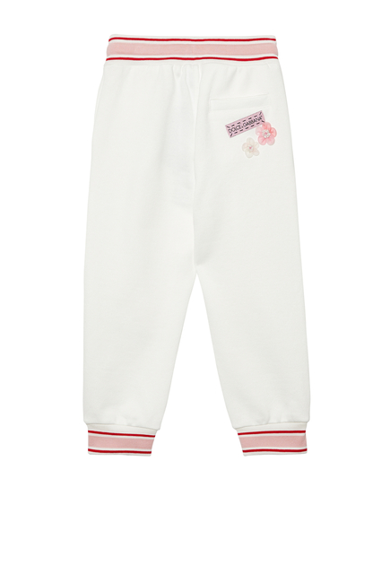 Jersey Jogging Pants with Floral Patch